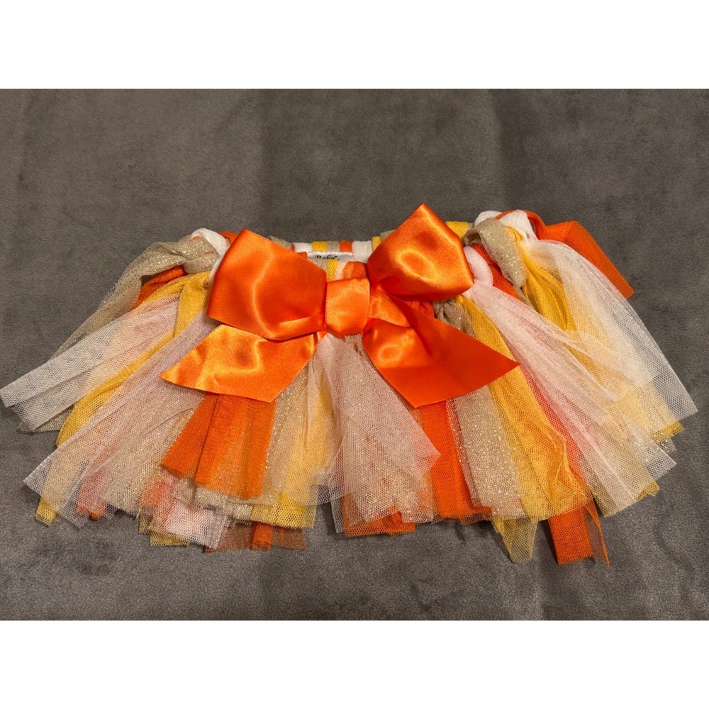 Baby Essentials Orange Yellow Fall Tulle Tutu Skirt Thanksgiving 6M
